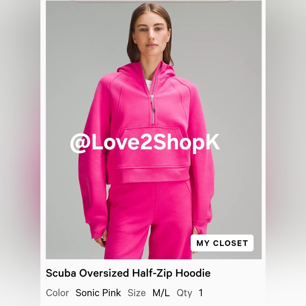 NWT Lululemon Scuba Oversized Half Zip Sonic Pink M/L 💖